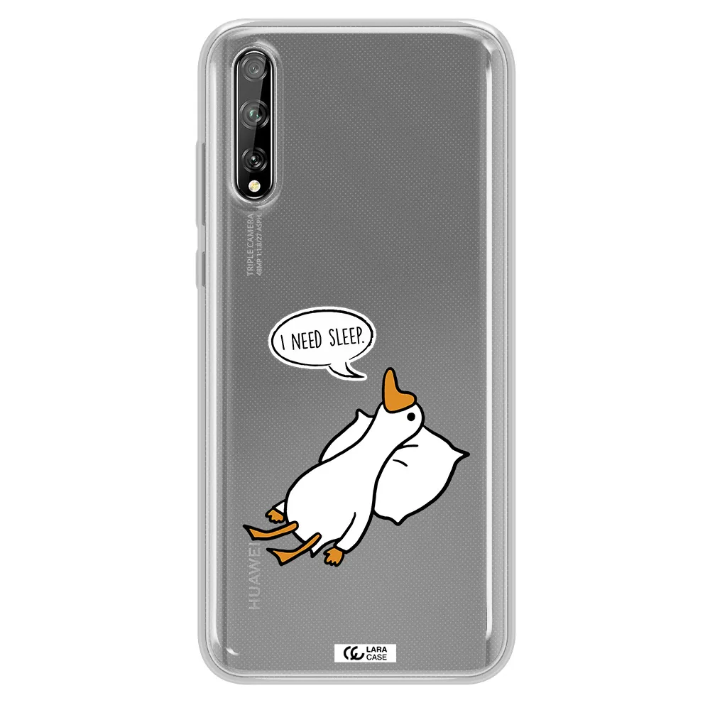 a cartoon of a duck with a pillow Huawei P Smart S Clear TPU Case