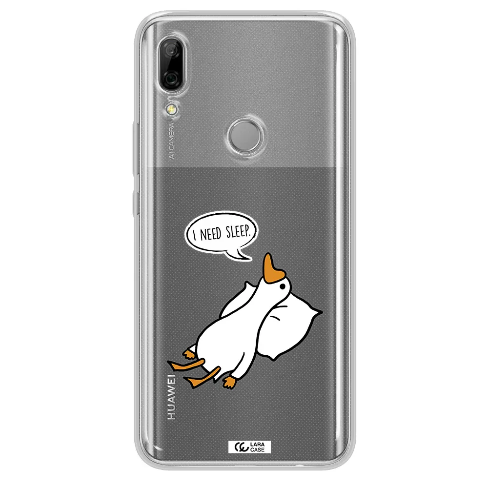a cartoon of a duck with a pillow Huawei P Smart Z Clear TPU Case