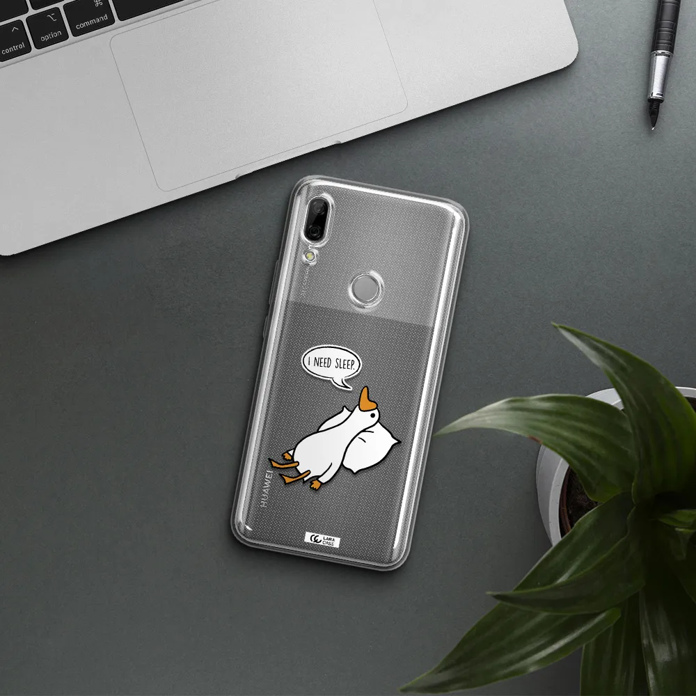 a cartoon of a duck with a pillow Huawei P Smart Z Clear TPU Case