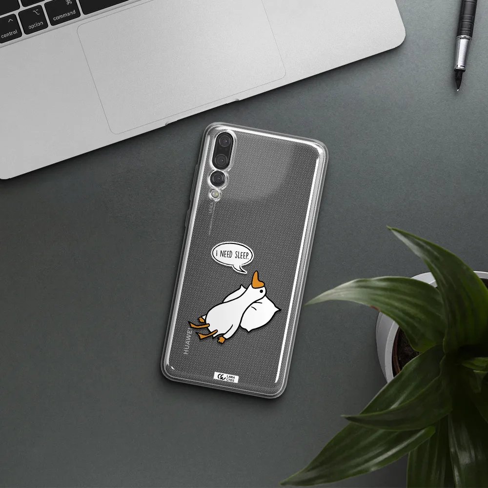 a cartoon of a duck with a pillow Huawei P20 Pro Clear TPU Case