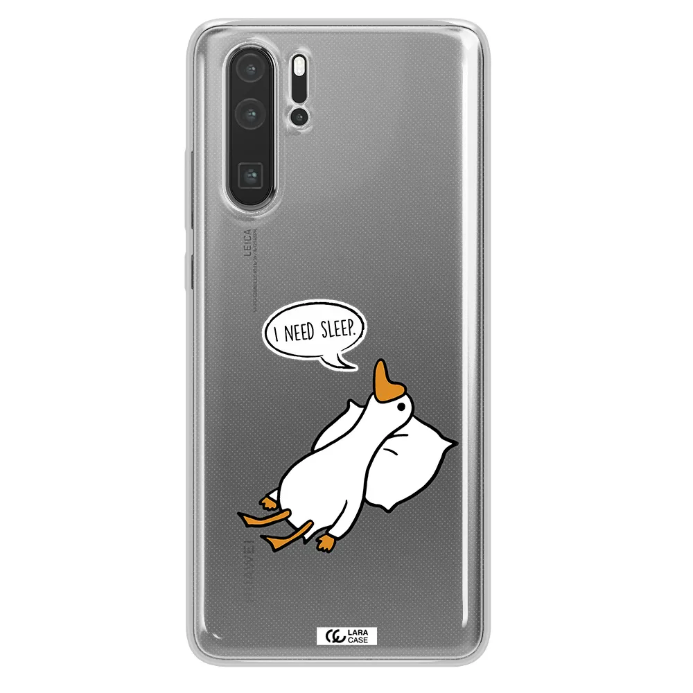 a cartoon of a duck with a pillow Huawei P30 Pro Clear TPU Case