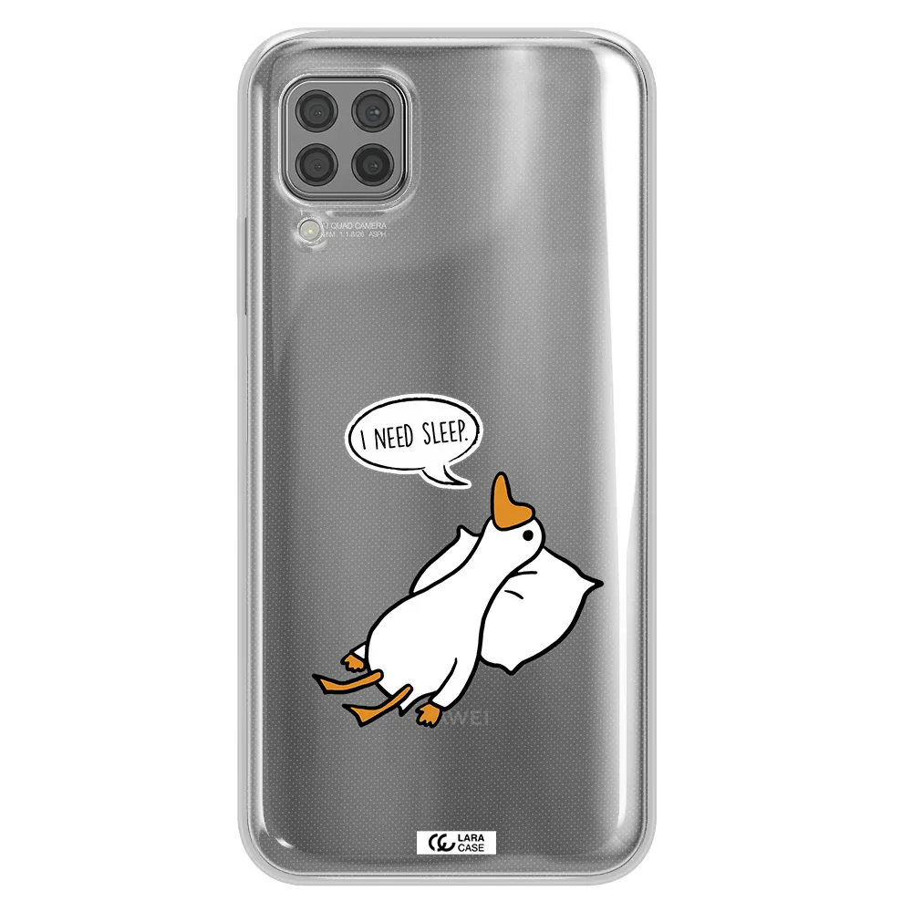 a cartoon of a duck with a pillow Huawei P40 Lite Clear TPU Case