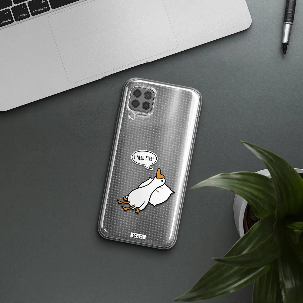 a cartoon of a duck with a pillow Huawei P40 Lite Clear TPU Case