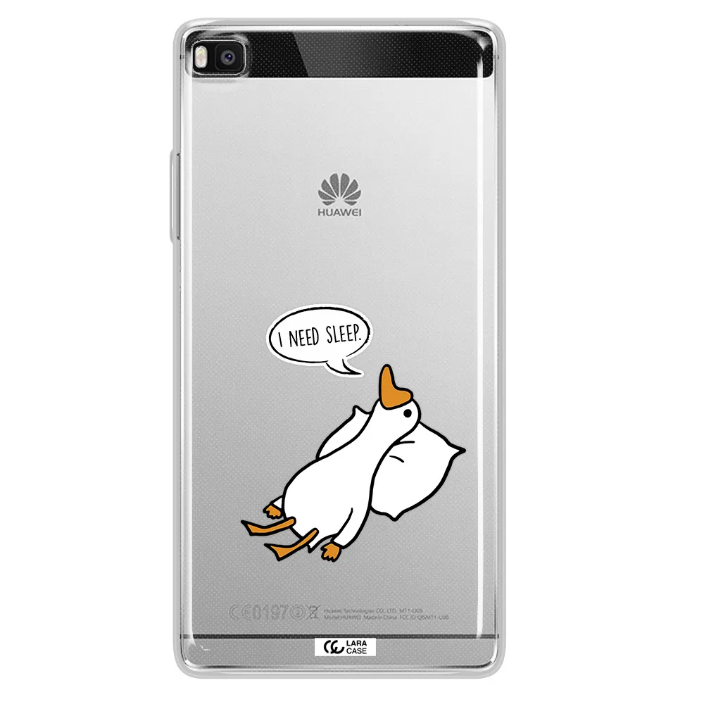 a cartoon of a duck with a pillow Huawei P8 Clear TPU Case