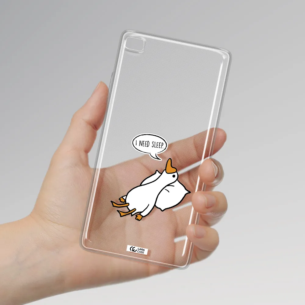 a cartoon of a duck with a pillow Huawei P8 Clear TPU Case