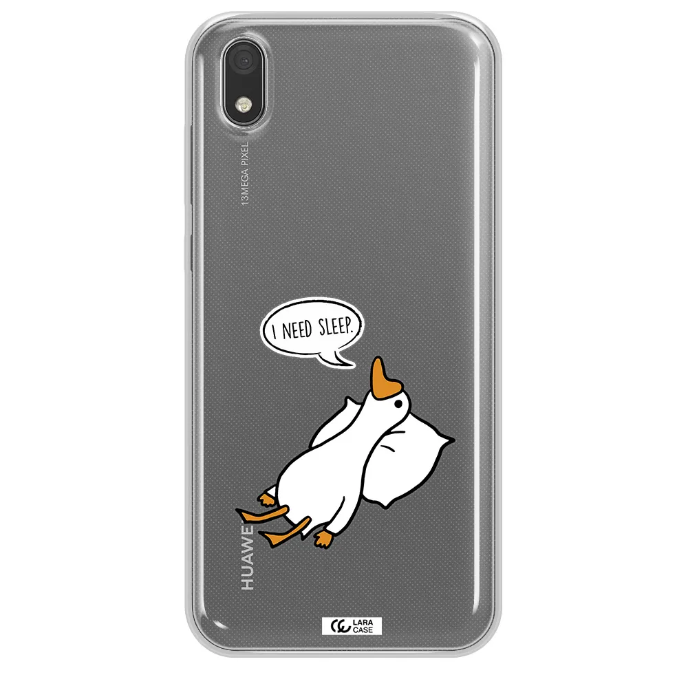 a cartoon of a duck with a pillow Huawei Y5 2019 Clear TPU Case