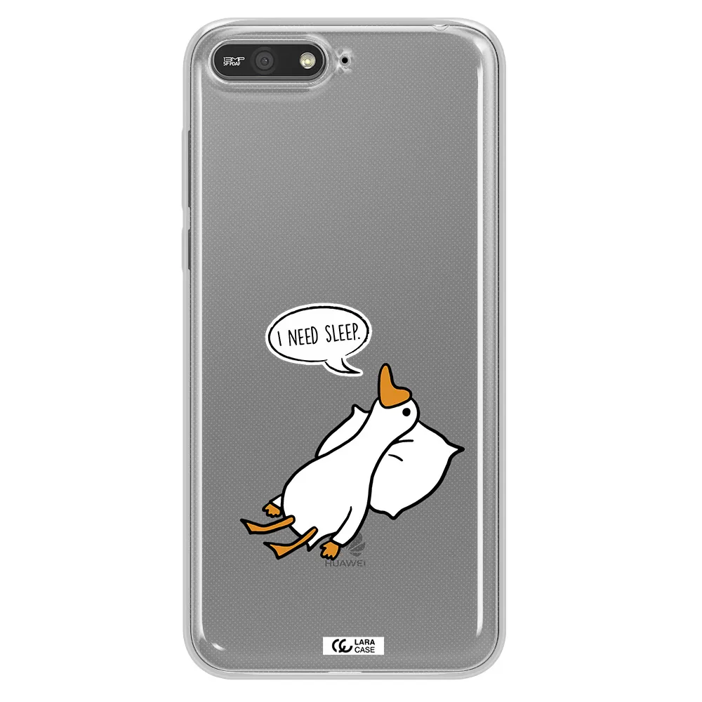 a cartoon of a duck with a pillow Huawei Y6 2018 Clear TPU Case