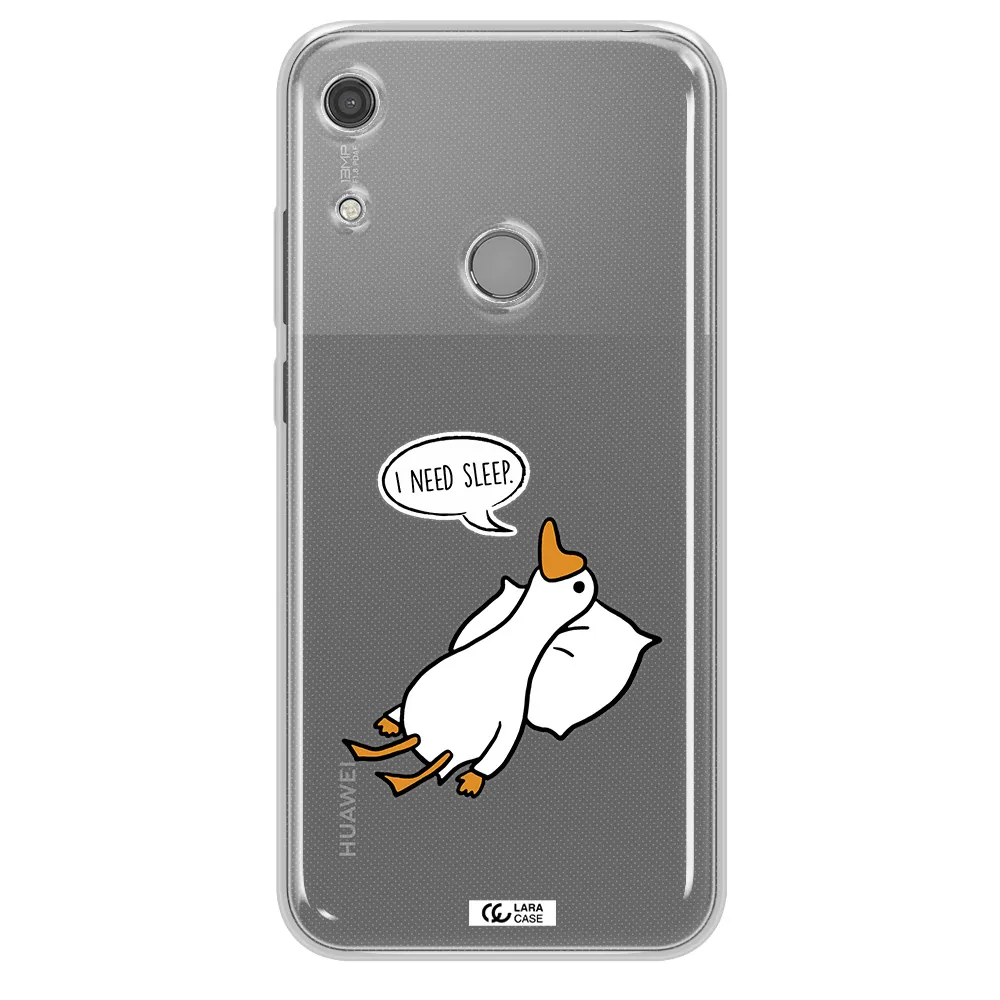a cartoon of a duck with a pillow Huawei Y6S Clear TPU Case