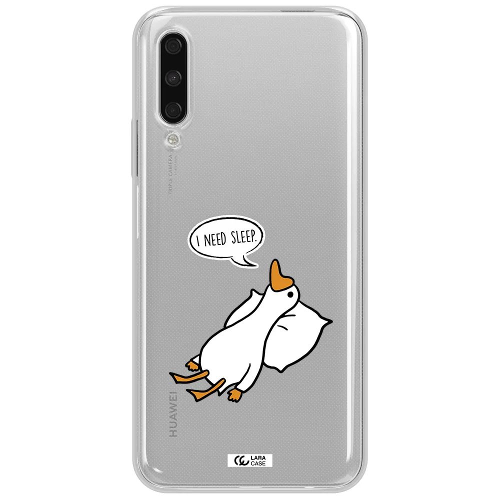 A Cartoon Of A Duck With A Pillow Huawei Y9S Clear Tpu Case