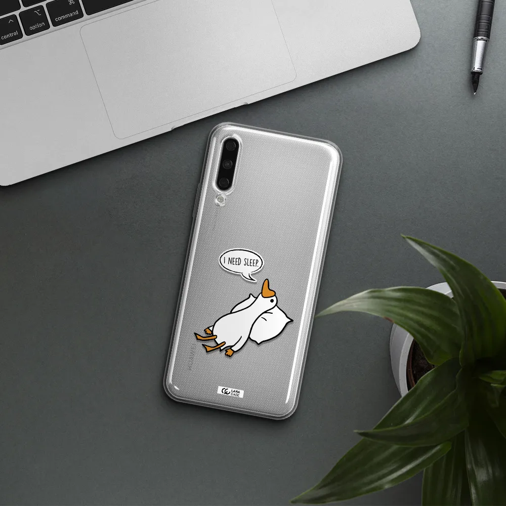 A Cartoon Of A Duck With A Pillow Huawei Y9S Clear Tpu Case