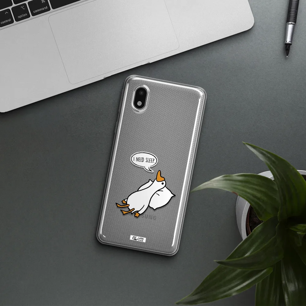 A Cartoon Of A Duck With A Pillow Samsung A01 Core Clear Tpu Case