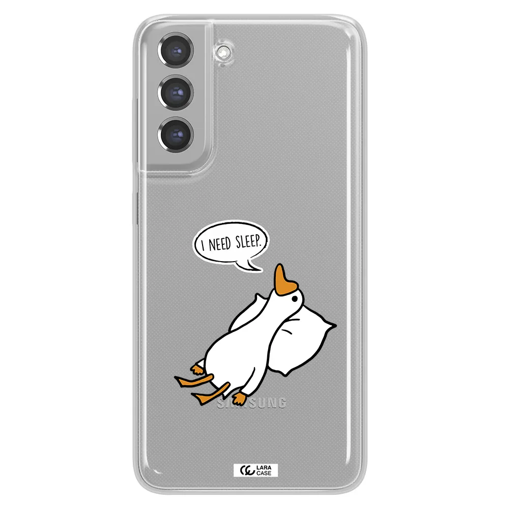 a cartoon of a duck with a pillow Samsung A21 Fe Clear TPU Case