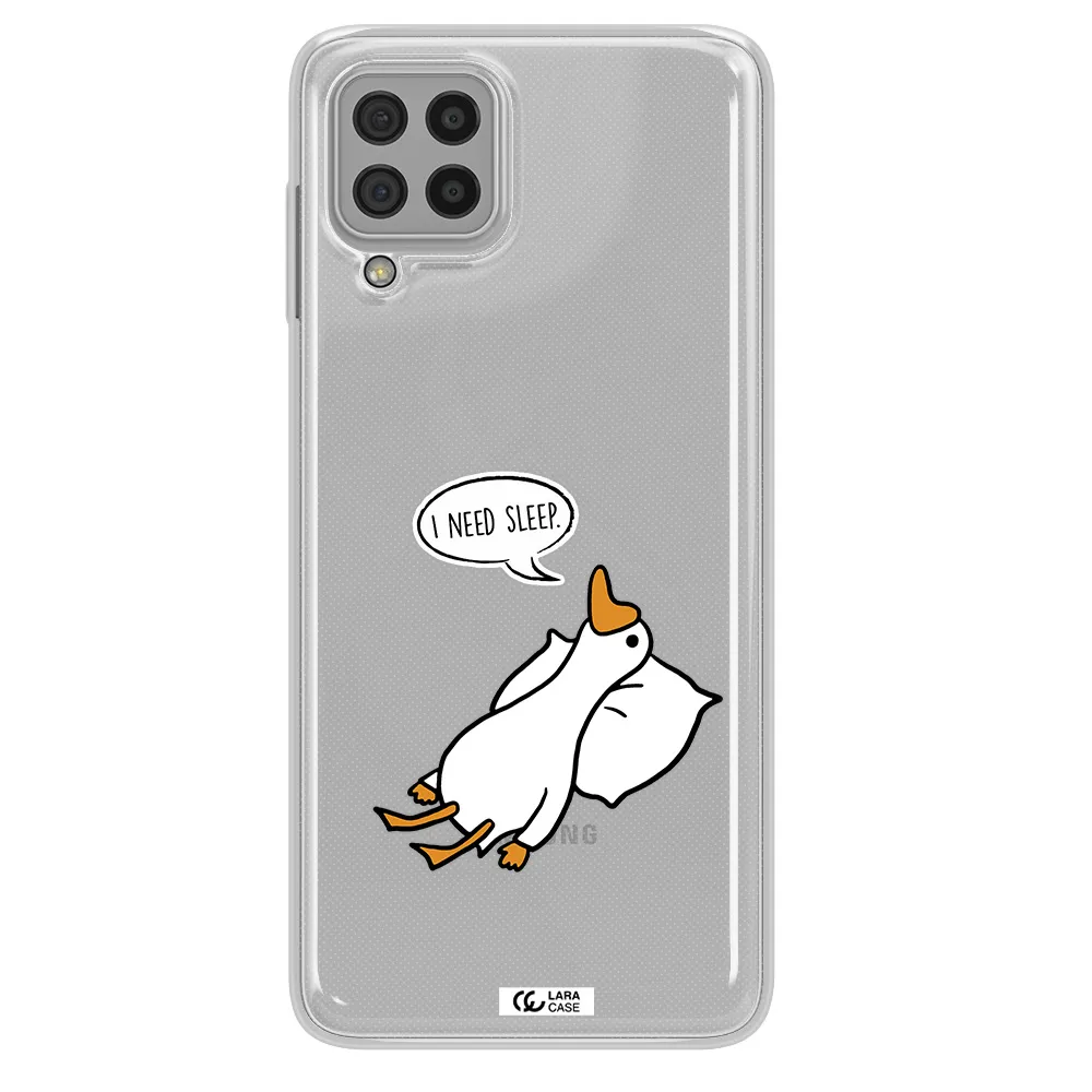 a cartoon of a duck with a pillow Samsung A22 4g Clear TPU Case