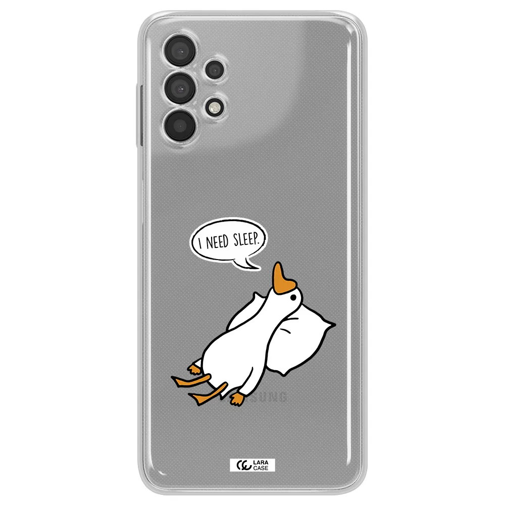 A Cartoon Of A Duck With A Pillow Samsung A32 4G Clear Tpu Case