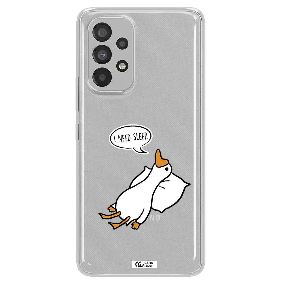 a cartoon of a duck with a pillow Samsung A53 Clear TPU Case