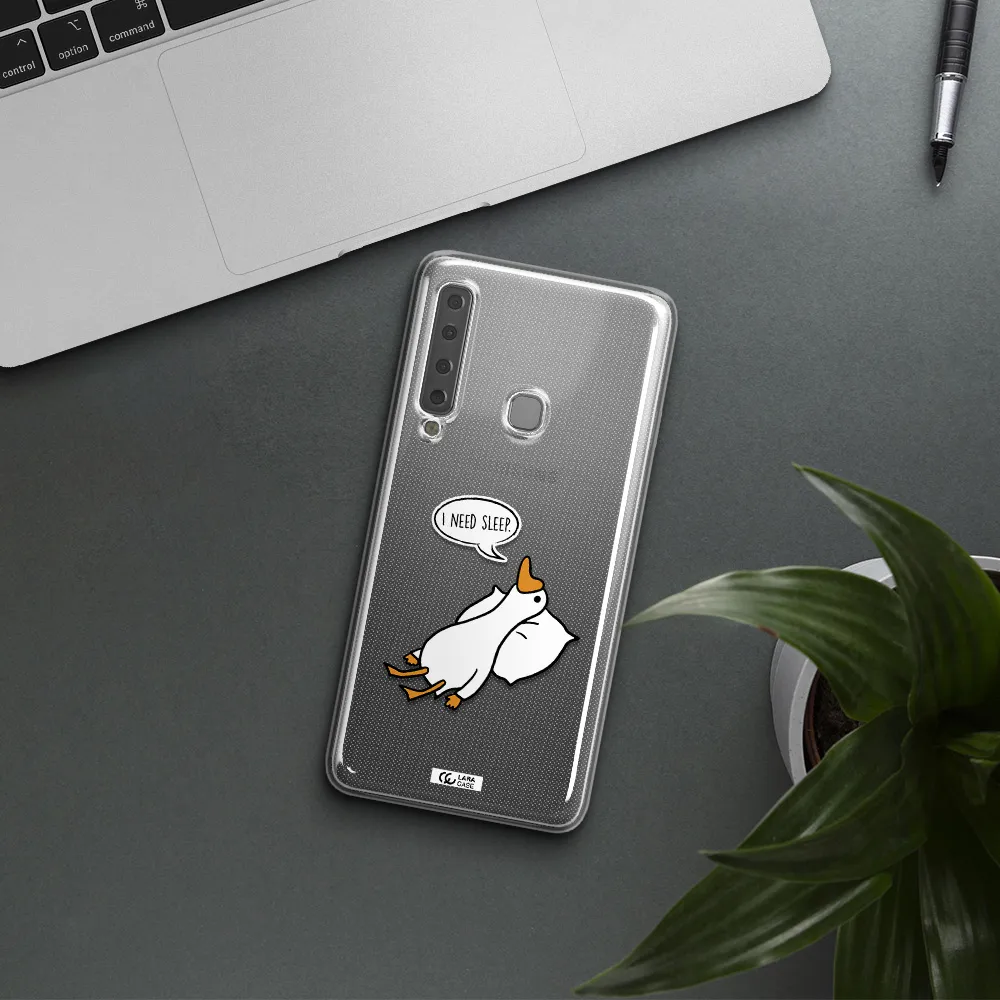 a cartoon of a duck with a pillow Samsung A9 2018 Clear TPU Case