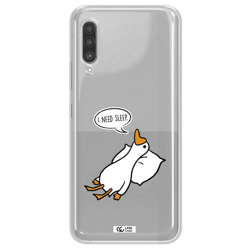 a cartoon of a duck with a pillow Samsung A90 Clear TPU Case