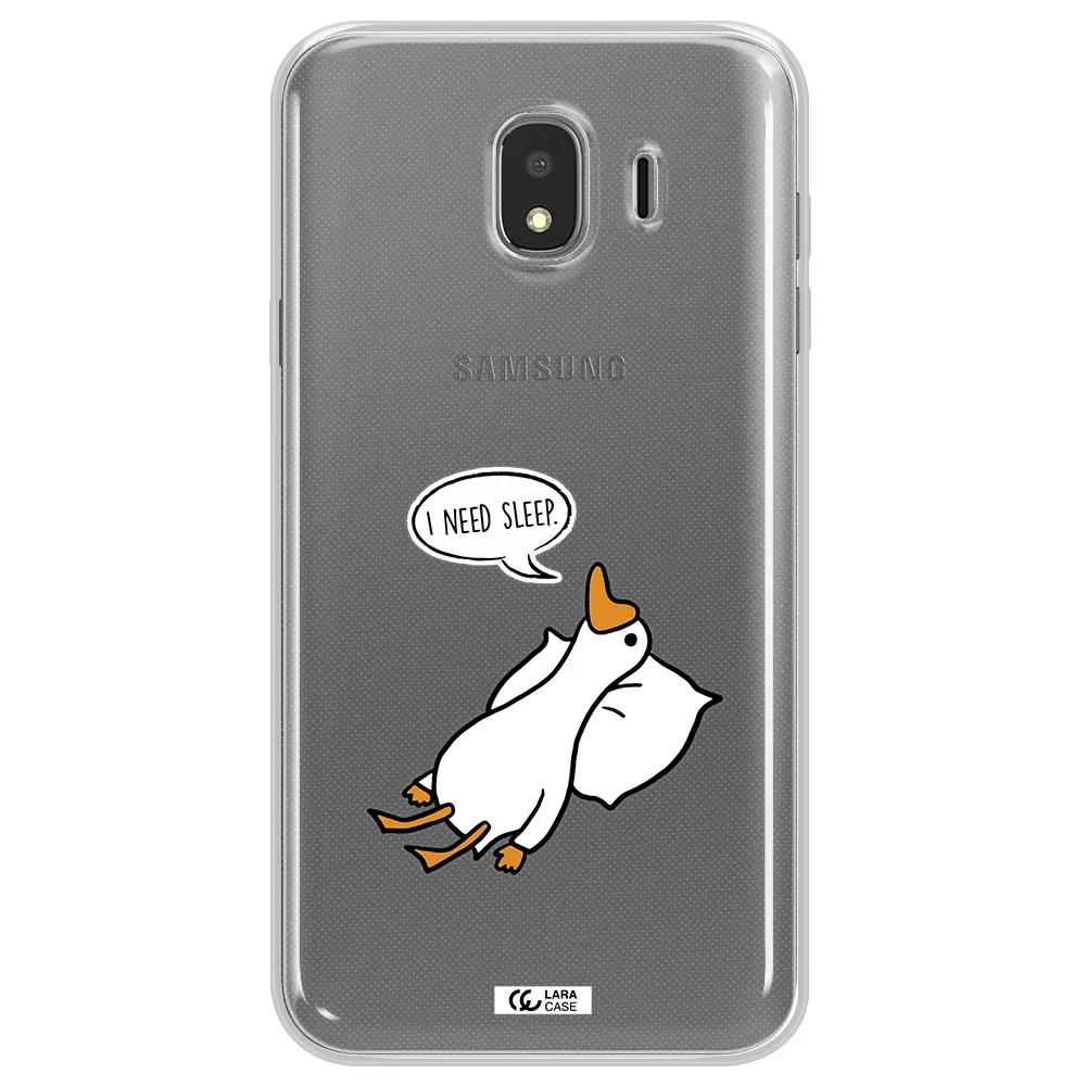 a cartoon of a duck with a pillow Samsung J4 Clear TPU Case