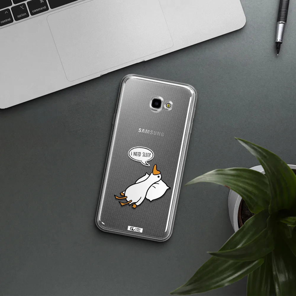 a cartoon of a duck with a pillow Samsung J4 Plus Clear TPU Case
