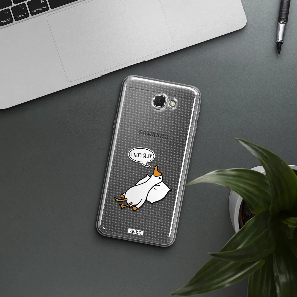 a cartoon of a duck with a pillow Samsung J5 Prime Clear TPU Case