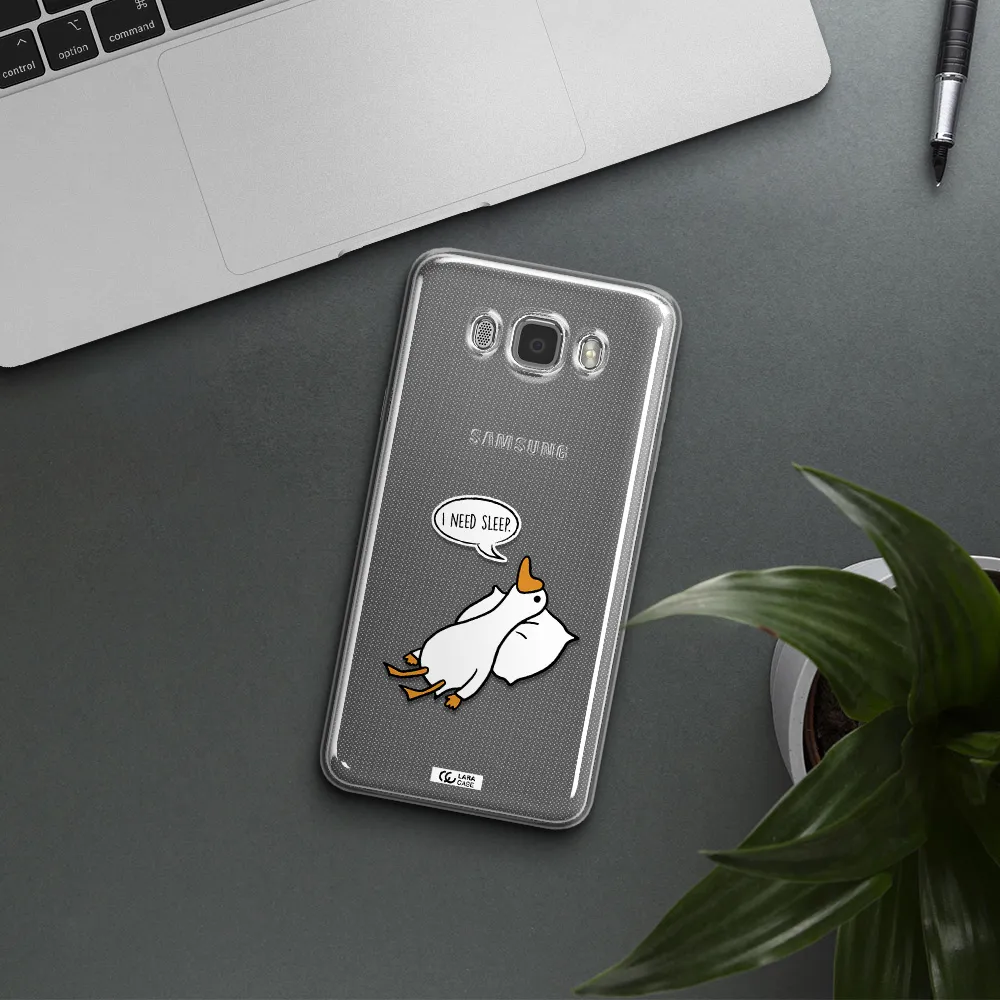 a cartoon of a duck with a pillow Samsung J7 2016 Clear TPU Case