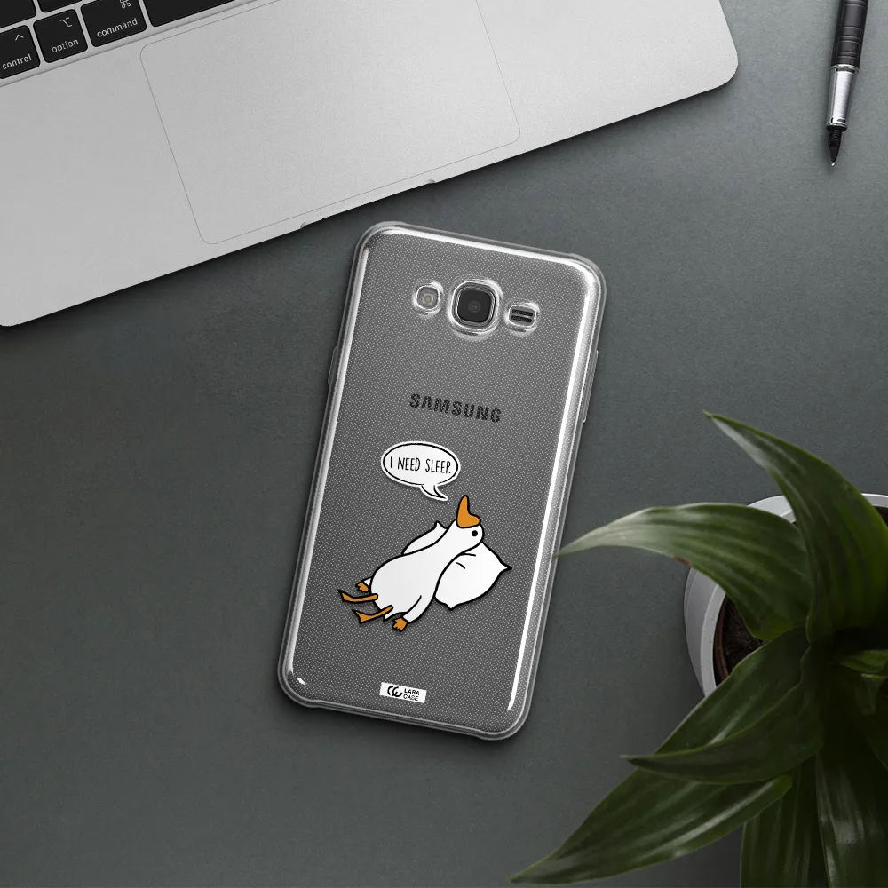 a cartoon of a duck with a pillow Samsung J7 Clear TPU Case