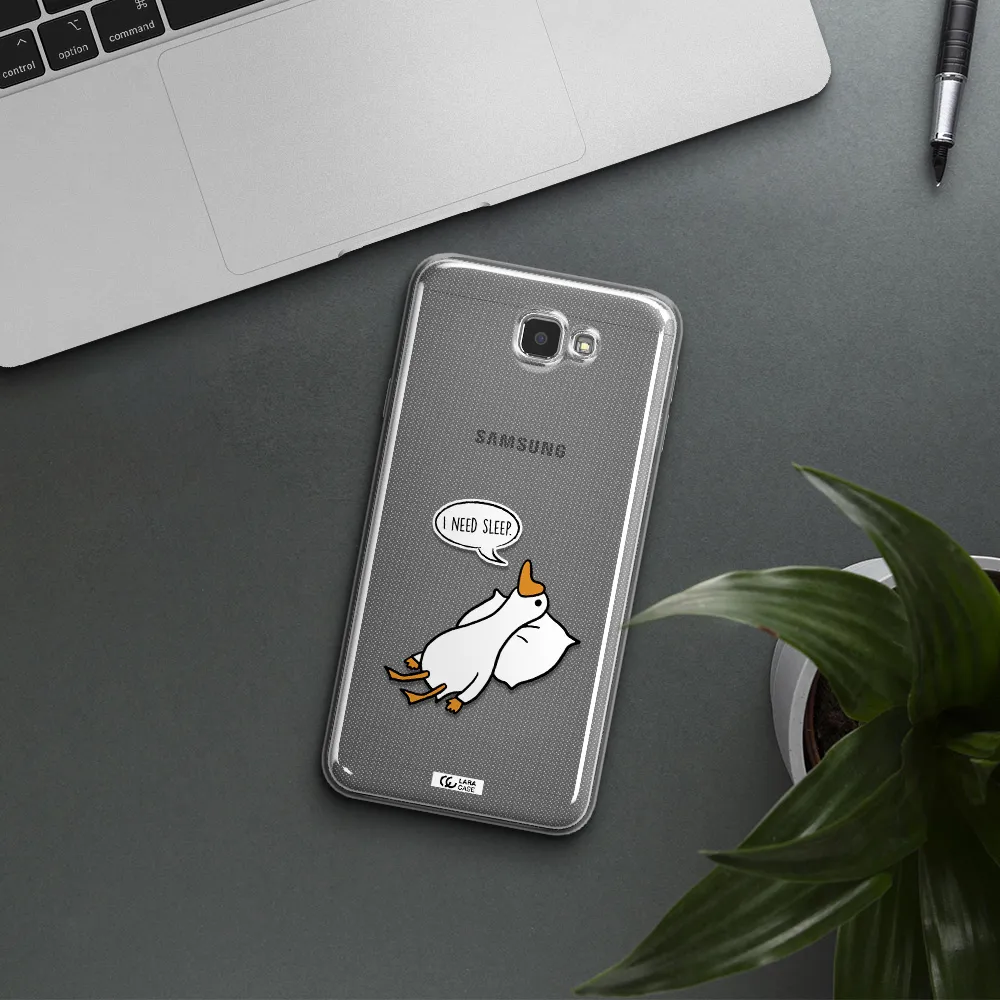 a cartoon of a duck with a pillow Samsung J7 Prim Clear TPU Case