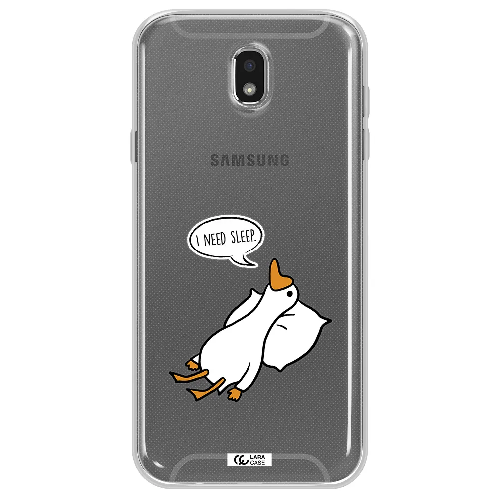 a cartoon of a duck with a pillow Samsung J7 Pro Clear TPU Case