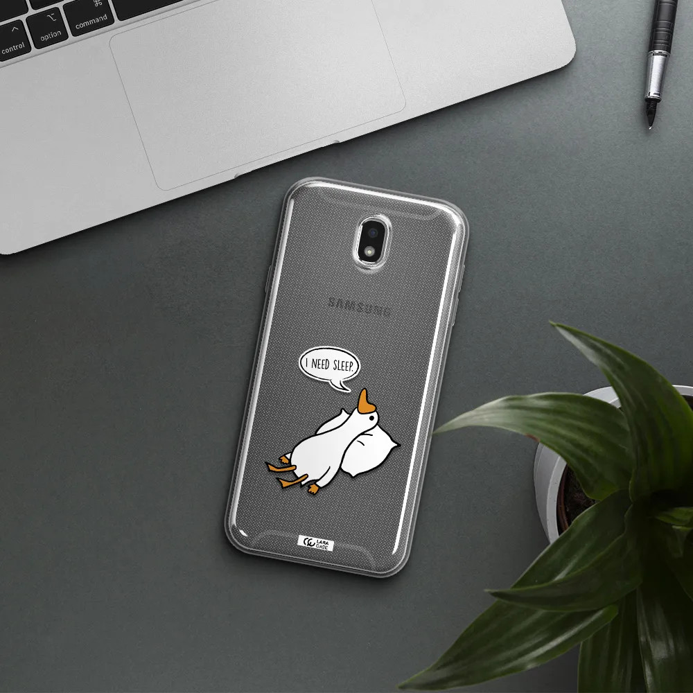 a cartoon of a duck with a pillow Samsung J7 Pro Clear TPU Case