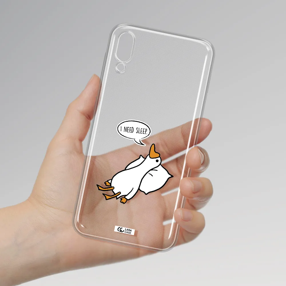 a cartoon of a duck with a pillow Samsung M10 Clear TPU Case