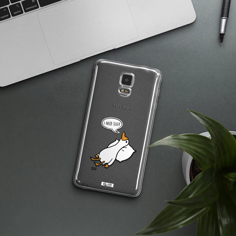 a cartoon of a duck with a pillow Samsung Note 4 Clear TPU Case