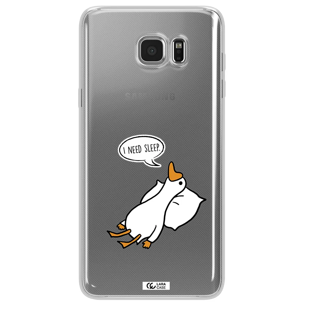 a cartoon of a duck with a pillow Samsung Note 5 Clear TPU Case