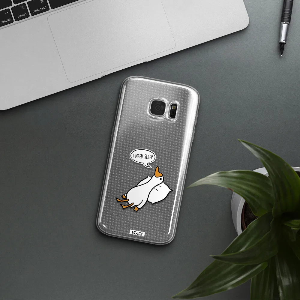 a cartoon of a duck with a pillow Samsung S 7 Clear TPU Case