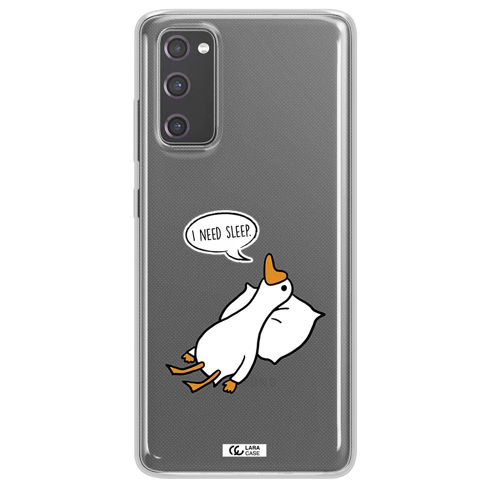 a cartoon of a duck with a pillow Samsung S20 Fe Clear TPU Case