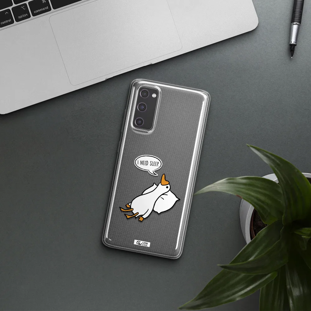 a cartoon of a duck with a pillow Samsung S20 Fe Clear TPU Case