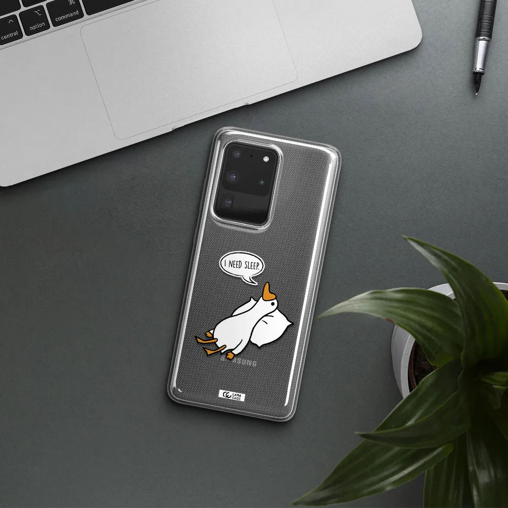 a cartoon of a duck with a pillow Samsung S20 Ultra Clear TPU Case