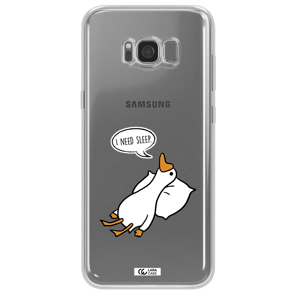 a cartoon of a duck with a pillow Samsung S8 Plus Clear TPU Case