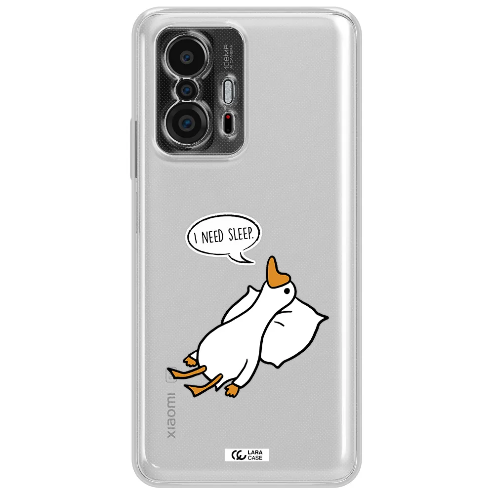 A Cartoon Of A Duck With A Pillow Xiaomi 11T Clear Tpu Case