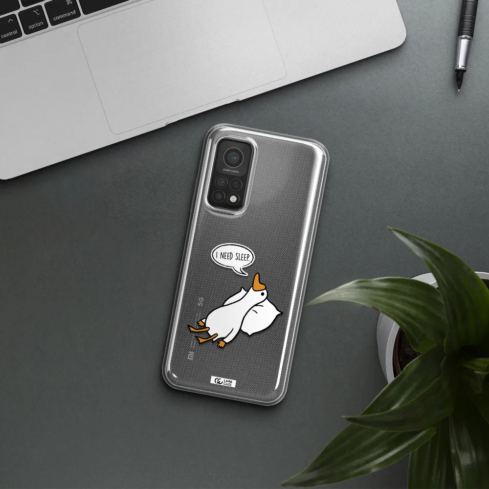a cartoon of a duck with a pillow Xiaomi Mi 10T Clear TPU Case