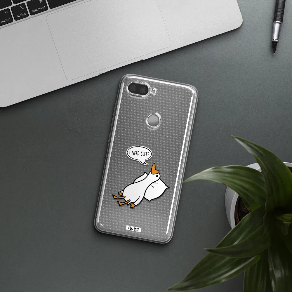a cartoon of a duck with a pillow Xiaomi Mi 8 Lite Clear TPU Case