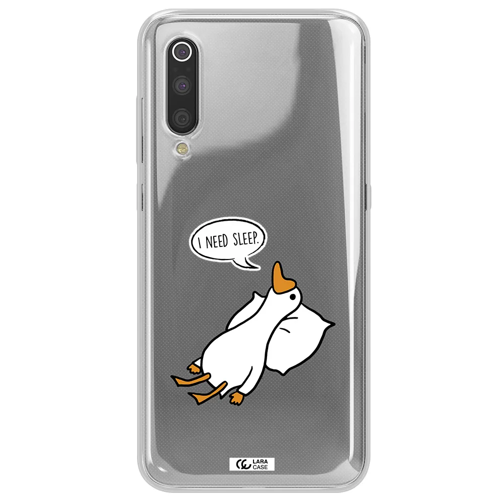 a cartoon of a duck with a pillow Xiaomi Mi 9 Clear TPU Case