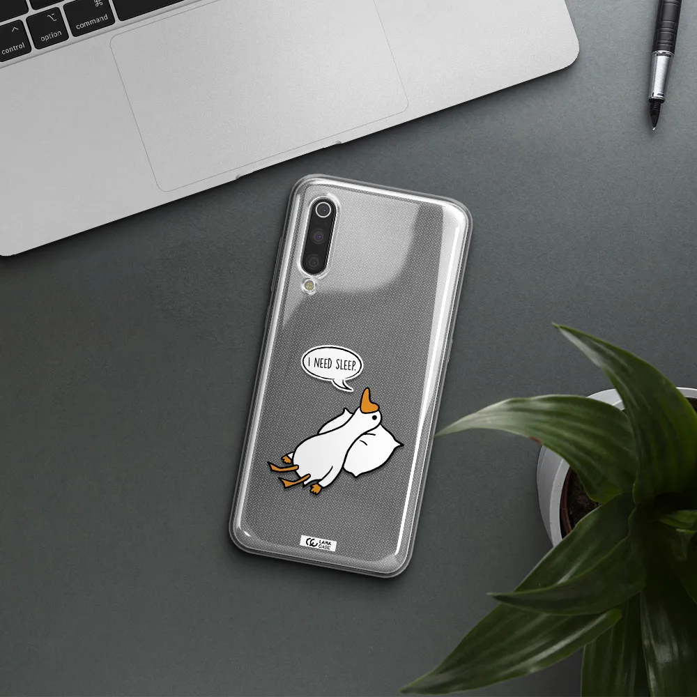 a cartoon of a duck with a pillow Xiaomi Mi 9 Clear TPU Case