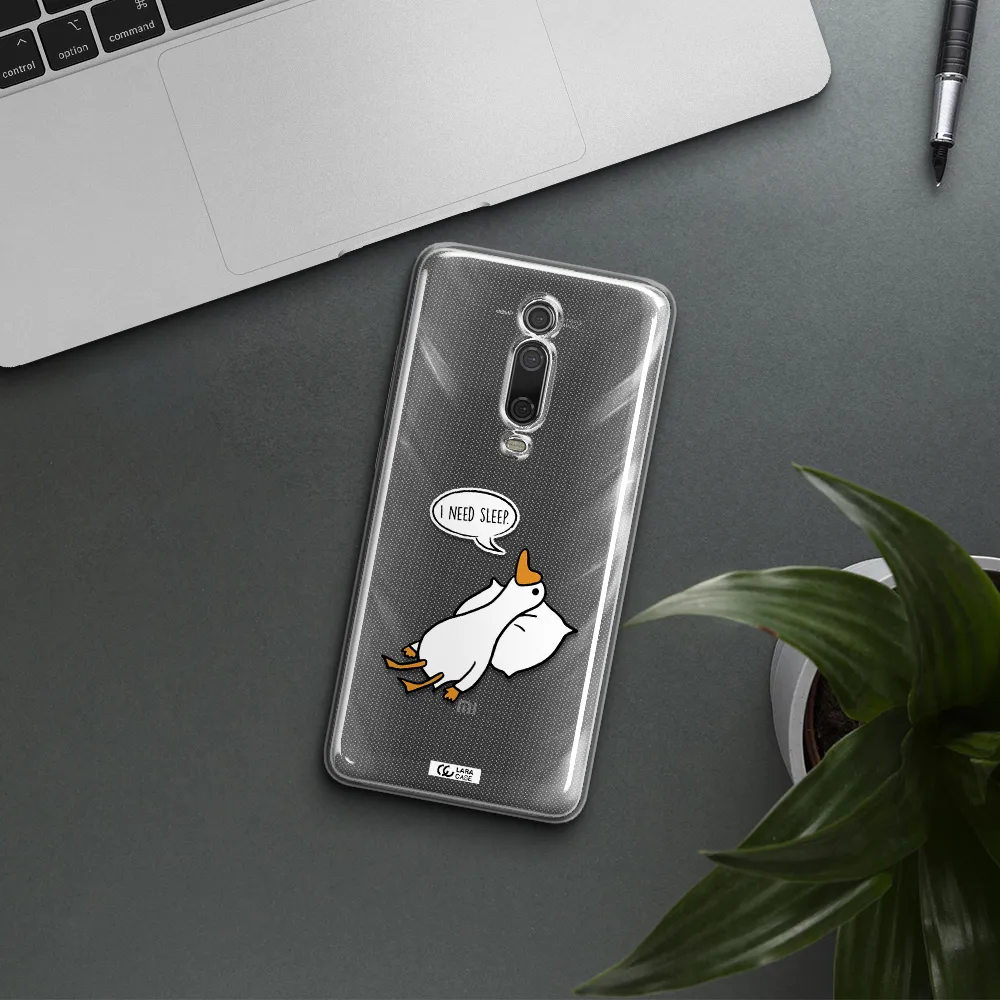 a cartoon of a duck with a pillow Xiaomi Mi 9T Clear TPU Case