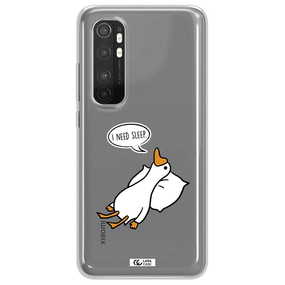 a cartoon of a duck with a pillow Xiaomi Mi Note 10 Lite Clear TPU Case