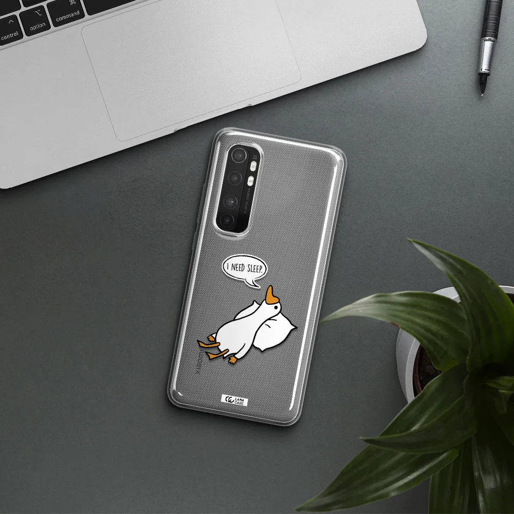 a cartoon of a duck with a pillow Xiaomi Mi Note 10 Lite Clear TPU Case