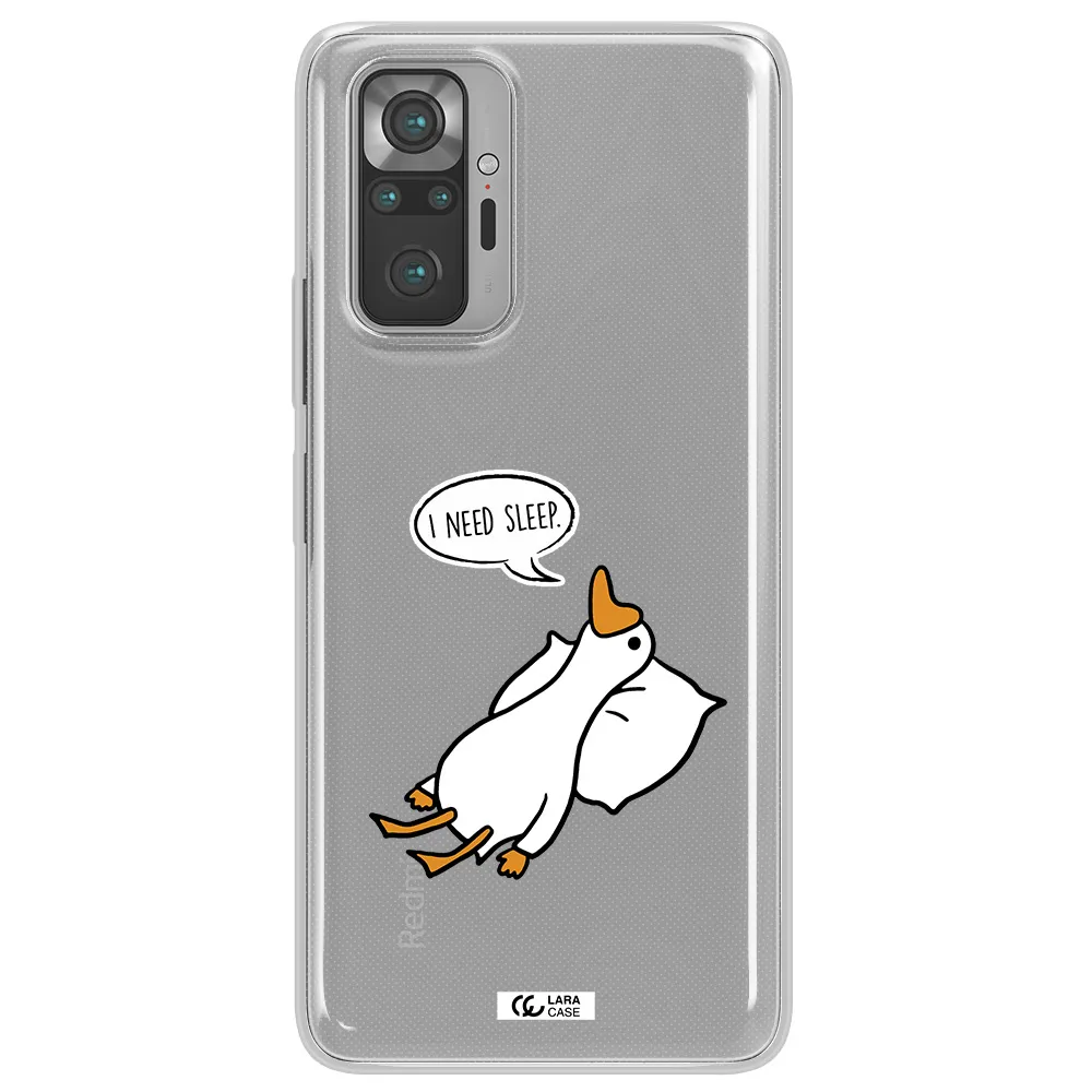 a cartoon of a duck with a pillow Xiaomi Note 10 Pro Clear TPU Case