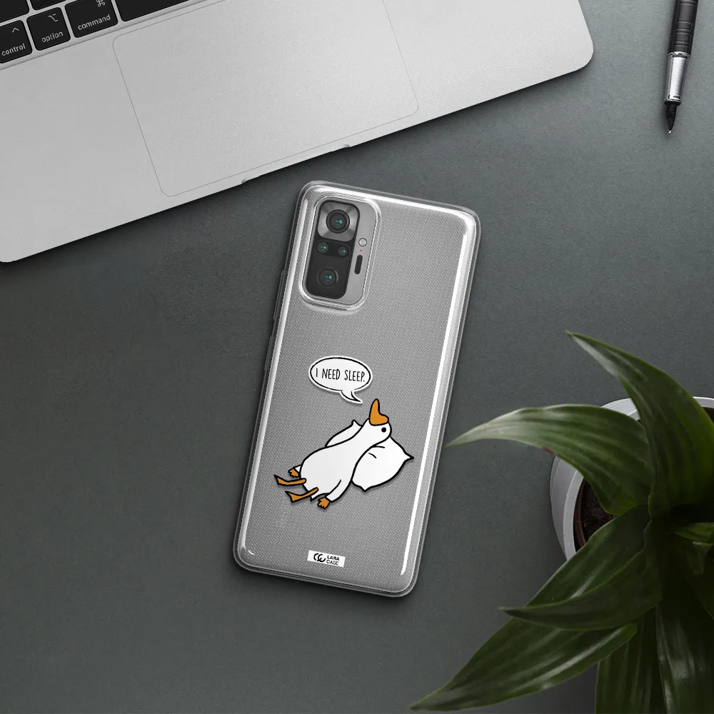 a cartoon of a duck with a pillow Xiaomi Note 10 Pro Clear TPU Case