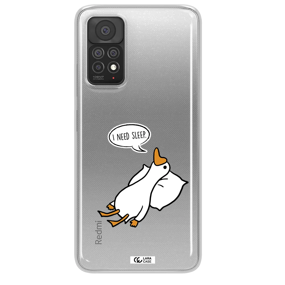 a cartoon of a duck with a pillow Xiaomi Note 11 Pro Clear TPU Case