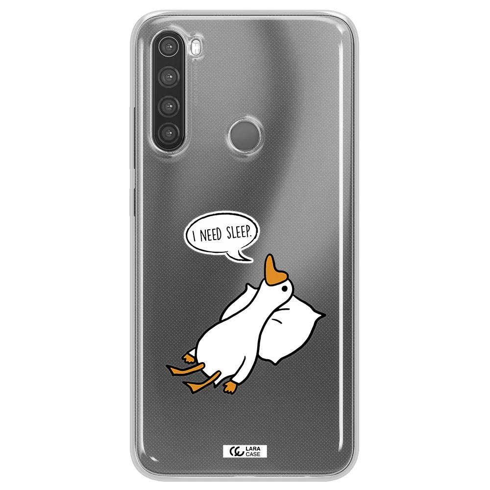 a cartoon of a duck with a pillow Xiaomi Note 8 Clear TPU Case
