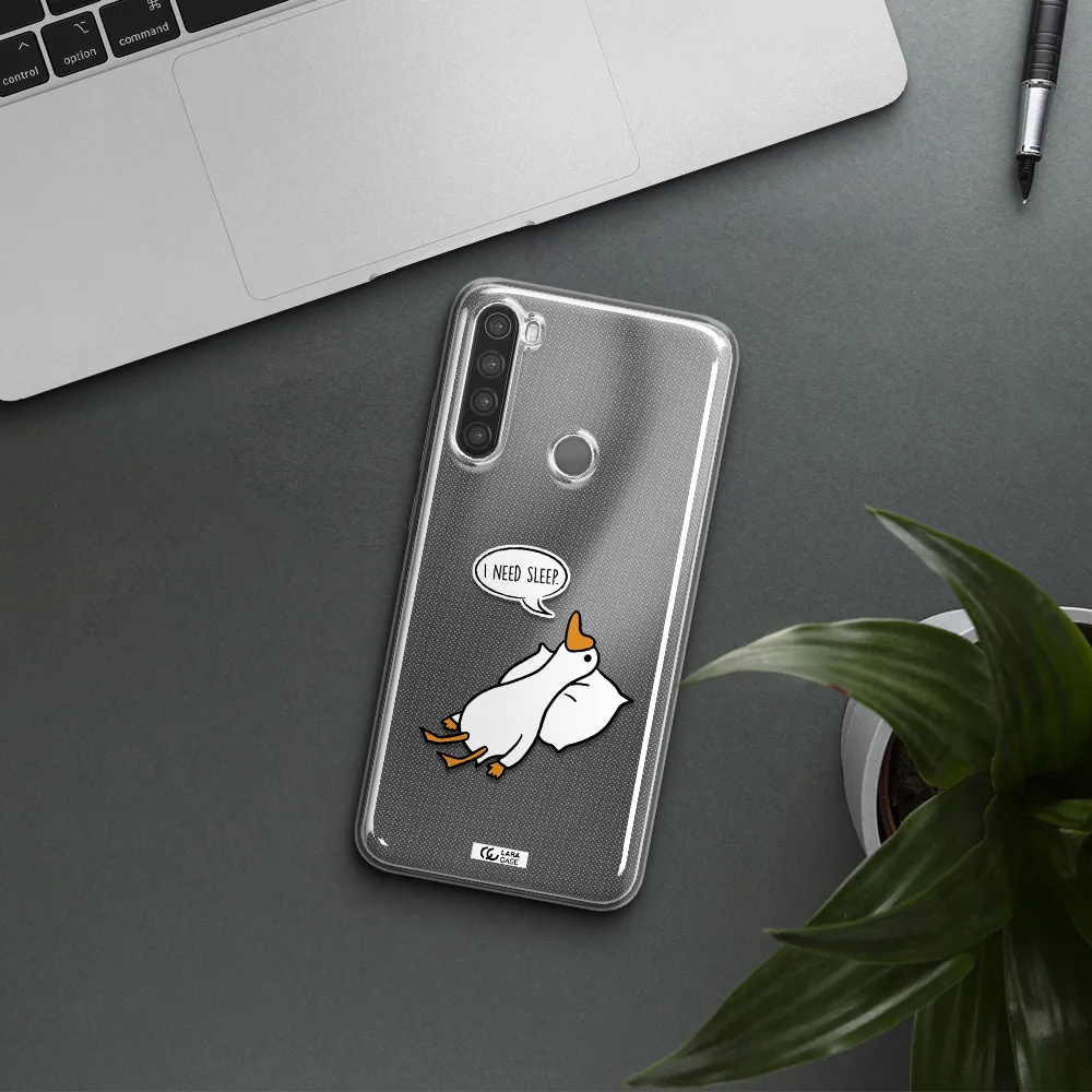 a cartoon of a duck with a pillow Xiaomi Note 8 Clear TPU Case